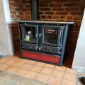 La Nordica Rosetta Sinistra Bii wood burning cooker with left flue outlet.